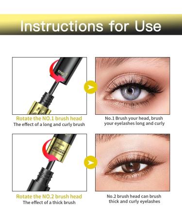 2PCS 4D Silk Fiber Lash Mascara 2 in 1 Mascara For Natural Lengthening And Thickening Effect(Pack of Black) 2pcs Black - Buy Online on GoSupps.com