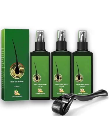 Tosuua Hair Serum Hair Lotion 3Pack for Men Women Growthplus Hair Root Nourishing Ginger Spray 120ml with Massage Roller