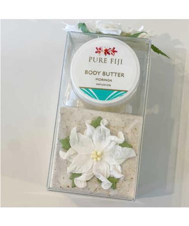 Pure Fiji Spa Gifts for Women and Man - Body Gift Box Sugar Glow with Exfoliating Scrub Bath and Body Oil Body Butter and Body Lotion Shower Set Moringa