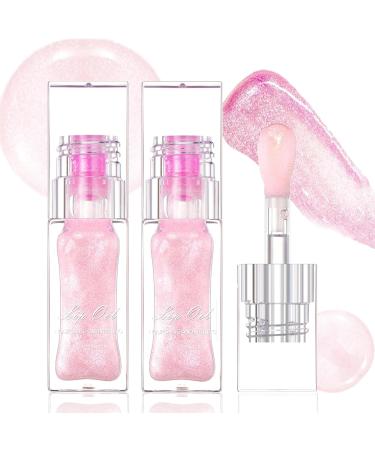 Colour Changing Lip Oil Lip Oil Lip Gloss Set Magic Color Changing Lip Oil Transparent Lip Care Hydrating Lip Oil Long Lasting Nourishing Non-sticky Fresh Texture (2pcs)