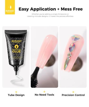 BURANO Rhinestone Glue for Nails 30G Super Strong Nail Charm Glue Nail Gem Glue Nail Art Glue for Nail Rhinestones Nail Jewel Diamonds Stones Cured Required (30G) clear - Buy Online on GoSupps.com