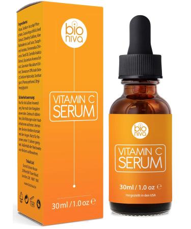 Bioniva Vitamin C Serum for Face with Vitamin E, Hyaluronic Acid - Vegan & Organic Anti Wrinkle Serum for Ageless Skin - Stimulate Collagen, Reduce Fine Lines - 1oz - Buy Online on GoSupps.com
