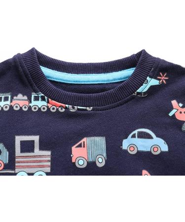 Eulla Boys' Dinosaur & Excavator Sweatshirt - Long-Sleeved Cotton Winter Top (Ages 1-7) - Dark Blue Tractor - Cozy Kids Apparel - Buy Online on GoSupps.com