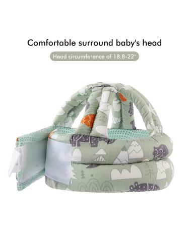 Baby Safety Helmet - Adjustable Head Cushion Bumper Bonnet for Crawling, Walking, Running - Green | BB-1003 - Buy Online on GoSupps.com