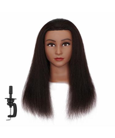Hairginkgo Mannequin Head 100% Real Hair Manikin Head Styling Hairdresser Training Head Cosmetology Doll Head for Dyeing Cutting Braiding Practice with Clamp Stand (2022B0214) 92022B0214