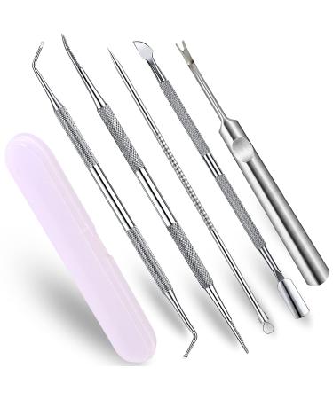Ingrown Toenail Pedicure Tool Kit Nail File and Nail Lifter Pusher Double-Sided Nail Manicure Kit Stainless Steel Nail Care  Tools Pain Relief (6PCS) True Color