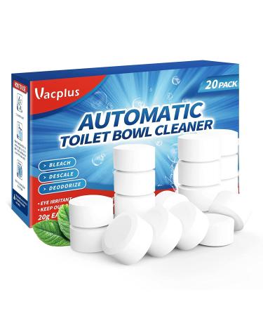 Vacplus Toilet Bowl Cleaner Tablets - 20 PACK Automatic Toilet Bowl Cleaners with Bleach Slow-Releasing Toilet Tank Cleaners for Deodorizing & Descaling Household Toilet Cleaners against Tough Stains