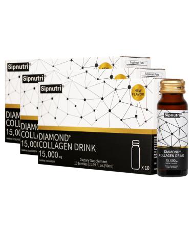 Diamond Lot de 10 bouteilles de collag ne liquide hydrolys avec vitamine C grenade cheveux sains peau ongles articulations os 50 ml 49.98 ml (Lot de 30)