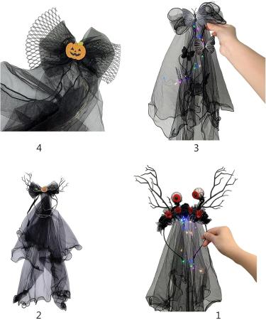 amangul Glowing Rose Headband Ghosted Bride Veil Bride Cosplay Costume Headwear Hair Accessories Halloween Costume(Jm0525 Eyeball Flowe) - Buy Online on GoSupps.com