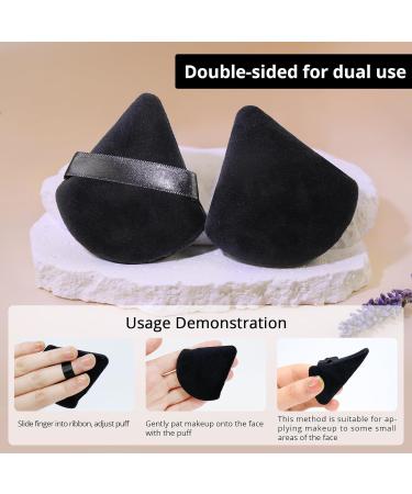 4 Pieces Soft Triangle Powder Puff - Velour Makeup Sponge for Loose Mineral Powder - Black Face Makeup Applicator - Buy Online on GoSupps.com