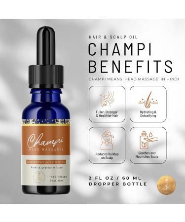 Champi Organic Scalp & Hair Oil - Pre Wash Treatment for Itchy Scalp Dandruff Relief Handmade with Organic Essential Oils Reiki Infused Scalp Care - Buy Online on GoSupps.com