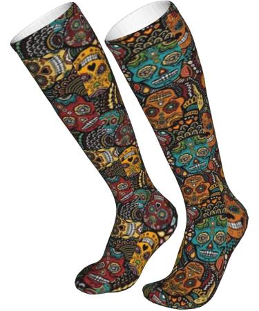 Mexican Sugar Skull Compression Socks for Men & Women | 15-20 mmHg Support for Running & Cycling - Buy Online on GoSupps.com