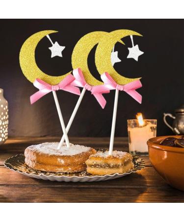 6pcs Crescent Moon Glitter Cupcake Toppers - Cake Decorations - Party Decor Celebration Ramadan Eid Cake Decorations - Buy Online on GoSupps.com