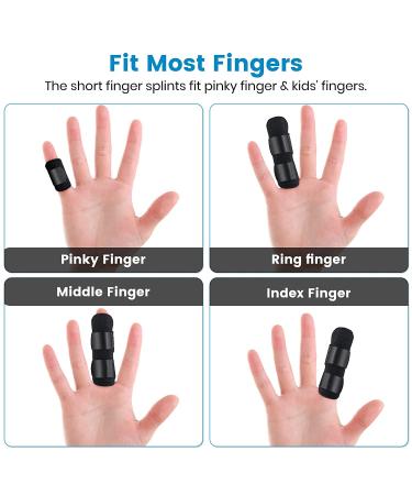 Finger Splint Set of 2 - Trigger Finger Brace for Pain Relief & Sport Injuries with 10 Nylon Sleeves - Relieve Stiffness, Swelling & Sprained Knuckles - Black - Buy Online on GoSupps.com