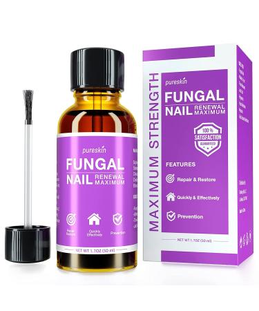 pureskin Nail Renewal Solution - Maximum Strength Nail Care  Effective Solution for Finger & Toenail Health  Suitable for Athlete's Foot & Ringworm Conditions (1.7 oz) 1.7 Ounces