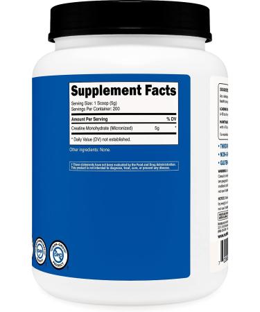 Nutricost Creatine Monohydrate Micronized Powder 1KG - Pure 2.2lb Creatine Monohydrate for Strength and Performance - Buy Online on GoSupps.com