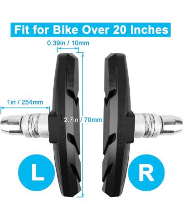 GPMTER 2 Pairs 70mm Bike Brake Pads Set for MTB & Cruiser - Universal V-Brake Blocks with Hex Nut and Shims - Noise-Free & Skid-Proof - Buy Online on GoSupps.com