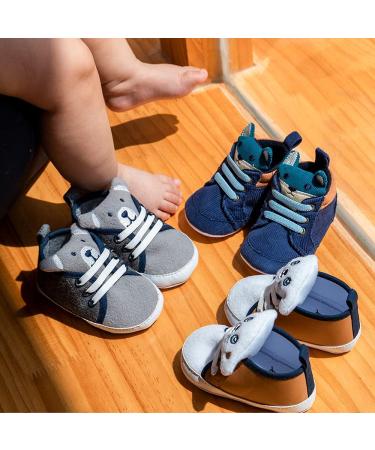 LACOFIA Baby Boys 3D Animal Sneakers | Infant Anti-Slip Soft Sole First Walking Shoes 12-18 Months - Khaki - Buy Online on GoSupps.com