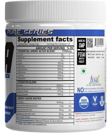 EAA Supplement with Coconut Water | 9 Essential Amino Acids Hydration Blend & Energy Matrix - Pineapple Flavor (300g) - International Shipping - Buy Online on GoSupps.com