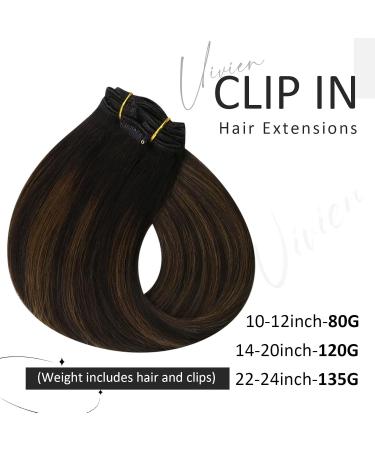 Vivien Extensions Real Hair Clip-Ins | #1B/6/1B Brown Ombre to Medium Brown | 30cm 7pcs 80g 12 Inch - Buy Online on GoSupps.com