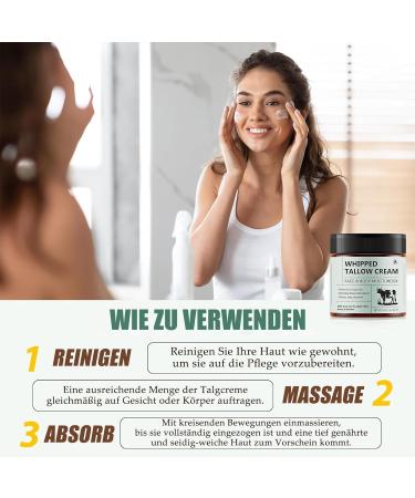 Cr me de b uf Tallow Tallow - Bio Beef Tallow Skincare - Nourr e l'herbe - Avec cire d'abeille - Hydratante en profondeur - Pour le visage et le corps - Absorption rapide et non parfum e - 120 g - Buy Online on GoSupps.com