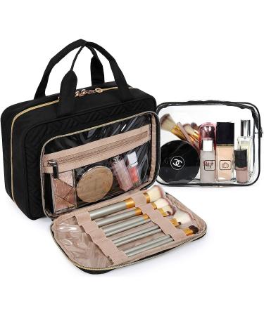BAGSMART Hanging Toiletry Travel Organizer with TSA Approved Clear Cosmetic Bag - Medium Black - Buy Online on GoSupps.com