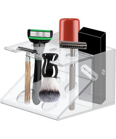 Clear Acrylic Razor Holder & Brush Stand | Multifunctional Cosmetic Organizer for Razors Toothbrushes and Shaving Cream - Buy Online on GoSupps.com