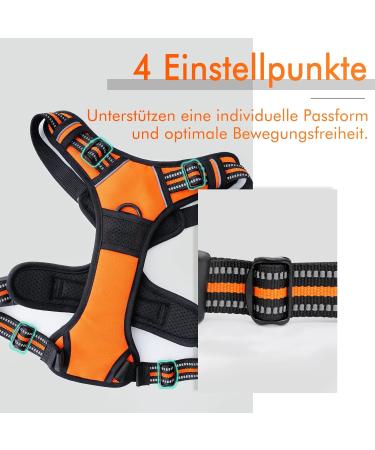 Rabbitgoo Medium Dog Harness - No Pull Adjustable Breathable Control & Safety | Perfect for Large Dogs - Orange - Buy Online on GoSupps.com