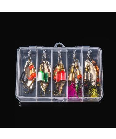 kingforest 5-10-20pcs Fishing Lures Spinnerbait for Bass Trout Salmon  Walleye Hard Metal Spinner Baits Kit with Tackle Box 10pcs