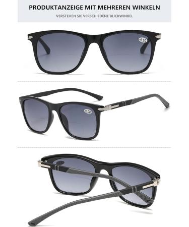 Lanomi Bifocal Reading Glasses with UV Protection | Stylish Gradient Sunglasses for Men & Women | 1.5x Visual Strength Black Frame Gray Lens - Buy Online on GoSupps.com