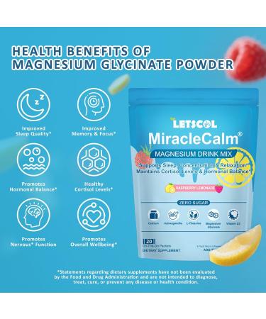 MiracleCalm Drink Mix Powder Calm Magnesium Calcium Supplement Cortisol Drink Powdered for Sleep Relaxed & Focus with Easily Absorbed L-Theanine Vitamin D3 Ashwagandha Sugar Free (20 Packs) 3.14 Ounce (Pack of 1) - Buy Online on GoSupps.com