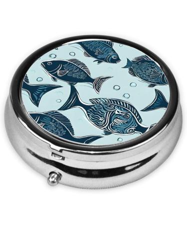 Buy Manatee Animals Calf Round Pill Box | 3 Compartment Portable Medicine Organizer | Mini Decorative Travel Vitamin Holder - Buy Online on GoSupps.com