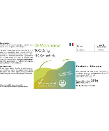 D-Mannose 1000mg - 180 Tablets - vegan - high dosage | Vitamintrend  - Buy Online on GoSupps.com