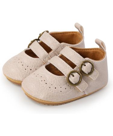 Baby Anti-Slip First Walking Shoes - PU Leather Toddler Sneakers for 12-18 Months with Sock, Beige - Buy Online on GoSupps.com
