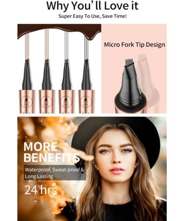 Magic Eyebrow Pencil-3D Waterproof Microblading Eyebrow Pencil Contouring Pen 4 Tipped Precise Brow Pen Magic Microblading Eyebrow Pen Natural Fine Stroke Microblading Eyebrow Pencil (ALLx4) - Buy Online on GoSupps.com