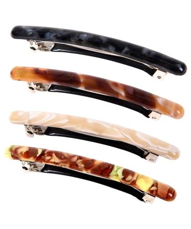 4 pieces Skinny French hair clips small tortoisy hair clip for thin hair and thick hair long basic automatic hair clips set for girls purple coffee milk color brown-green classic black marble - Buy Online on GoSupps.com