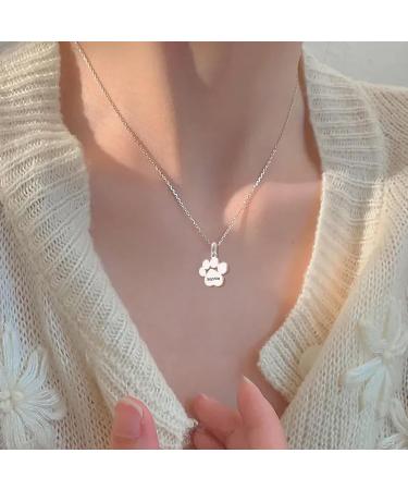 Exlarify Personalized Paw Print Necklace | Custom Pet Memorial Jewelry for Dog Lovers | Unique Mothers Day Gift with Names - S4 Silver - Buy Online on GoSupps.com