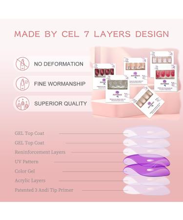 Medium Long Square Pink White Gradient Press on Nails | Full Cover Fake Nails for DIY Manicure | Christmas Nail Art Tips - Buy Online on GoSupps.com