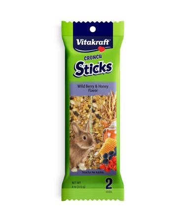 Vitakraft Crunch Sticks Rabbit Treat - Rabbit Chew Sticks - Supports Dental Health, Long-Lasting Fun Wild Berry & Honey