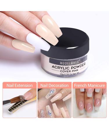 Modelones Acrylic Nail Kit - Acrylic Powder and Liquid Monomer with Nail Brush, Forms, 3 Colors - Perfect for Nail Extensions and 3D Manicures - Buy Online on GoSupps.com