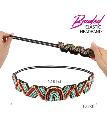 Teenitor Rhinestone Beaded Elastic Jewel Headband Set for Women - Hippie Boho Hair Accessories (5pcs) - Buy Online on GoSupps.com