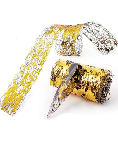 DIY Manicure Confetti Filling Sticker Nail Art Foils Gold Silver Foil Mesh Nail Foils 3D Gold Flakes(Red Foil Gold Mesh) - Buy Online on GoSupps.com