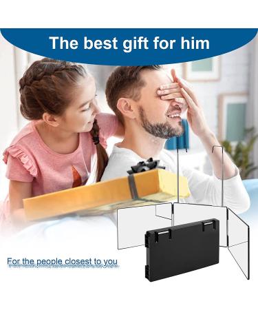360 Haircuts Mirror with LED Lights for Self Hair Cutting - Tri Fold Mirror for Barber Use - Portable and Height Adjustable Hooks - Black - Buy Online on GoSupps.com