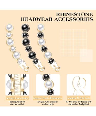 3 Pcs Pearl Banana Hair Barrettes Artificial Pearl Rhinestone Banana Clips Acrylic Banana Hair Clips Elegant Ponytail Hair Barrettes Hair Accessories for Women Girls Thick Fine Hair - Buy Online on GoSupps.com