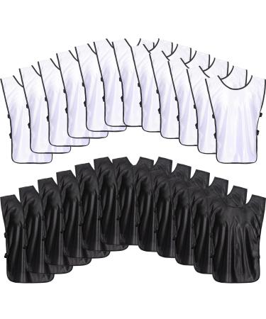 24 Pack Scrimmage Team Soccer Pinnies Vests Jerseys Mercerized Fabric Team Training Practice Vests Pinnies for Youth Adult Sports Basketball Soccer Football Volleyball Black White