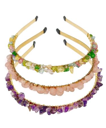 Crystal Beads Headband Set - Rose Quartz, Amethyst, Colorful Beads for Girls | FZBHRO Hair Accessories - Buy Online on GoSupps.com