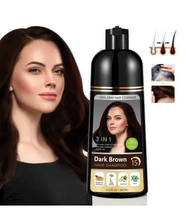 YOURTONE Natural Dark Brown Hair Color Shampoo for Gray Hair  Hair Dye Shampoo 3 in 1 for Men & Women  Natural Ingredients & Ammonia Free & Long Lasting(16.90 Fl Oz)