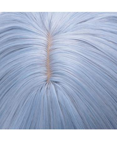 FVCENT 27 Long Light Blue Curly Synthetic Wig with Bangs for Women & Girls - Charming & Stylish eCommerce Hair Products - Buy Online on GoSupps.com