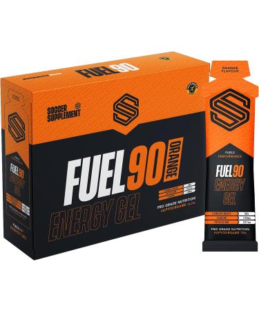 FUEL90 Energy Gel by Soccer Supplement - Quick Release Energy Gel with a Dual Carbohydrate Source for Quicker Absorption. Great Tasting Fruity Flavours - 12x 70g gels Informed Sport Tested (Orange)