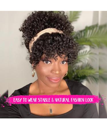 MODSIGHT Afro Puff Drawstring Ponytail with 2 Replaceable Bangs - Short Kinky Curly Synthetic Hair Bun for Black Women - 1B Natural Black - Buy Online on GoSupps.com